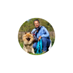 Photo couple maitresse et son chien Eurasier